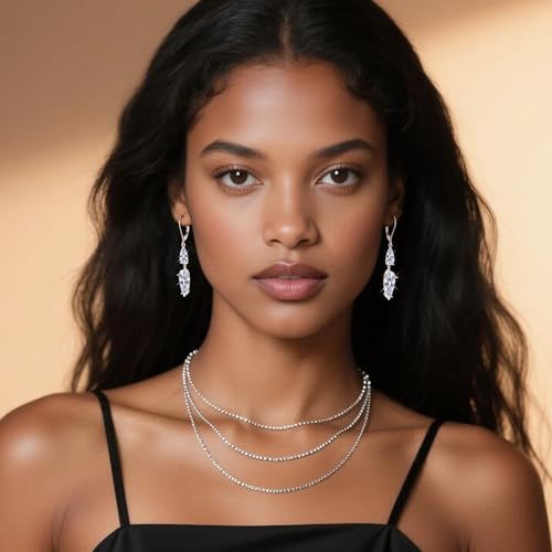 ALEXCRAFT Sterling Silver Long Teardrop Dangle Earrings for Women Hypoallergenic Cubic Zirconia Drop Leverback Earrings Trendy CZ 2-Stone Long Crystal Teardrop Dangle Earings for Jewelry Gifts4