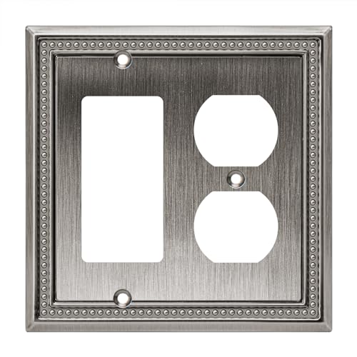 Image of Henne Bery Sunken Pearls Heavy Duty Decorative Wall Plate Switch Plate Outlet Cover (Decorator /Duplex, Heirloom Silver)