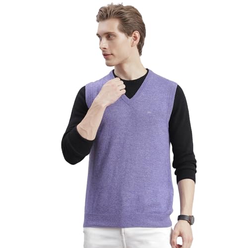 Image of Monte Carlo Off White Solid V Neck Sweater | Warm Woolen Pullover for Men | Soft Comfortable Knitted Winter Wear Sweater for Men's