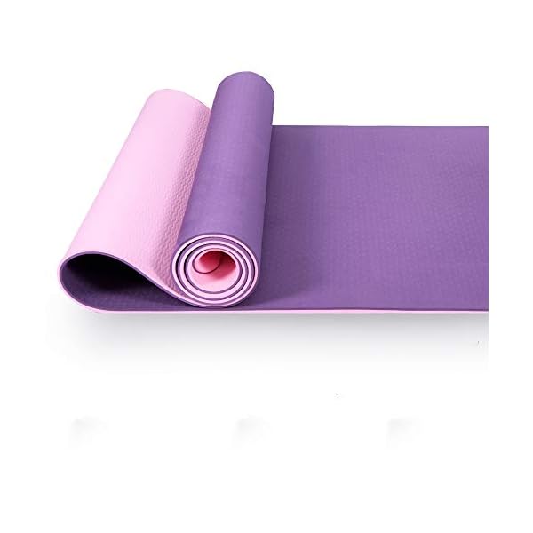 Yoga Mat Non Slip Textured Surface Eco Friendly Yoga Matt with Carrying Strap, Thick Exercise & Workout Mat for Yoga, Pilates and Fitness,purple/pink(72"x 24"x 6mm)