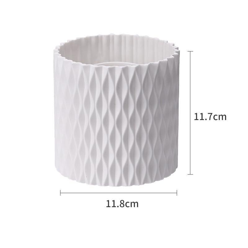 Ieron Brush Holder 360 Rotating Makeup Cosmetics Organiser Large Capacity Storage Box 5 Slot Multi-purpose Holder Classic Style White - Image 2
