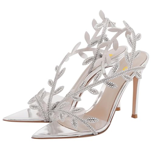 FSJ Women Sexy Pointed Open Toe Slingback Sandals Metallic Leather