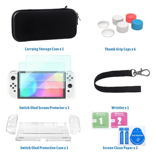Teyomi® Funda compatible con Nintendo Switch OLED modelo 2021, accesorios Nintendo Switch con funda, protector de pantalla, funda transparente para Nintendo Switch OLED, funda para mango Joy-Con - imagen 3