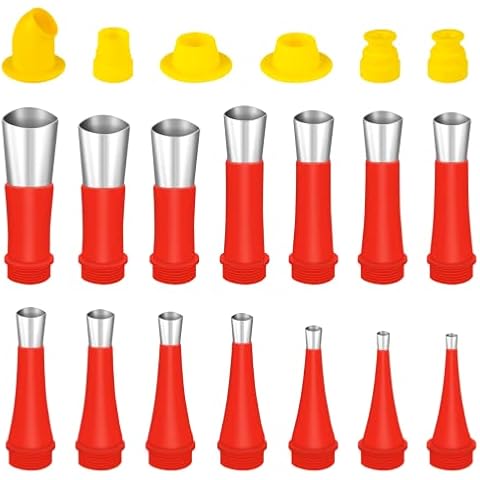 YINARONG 20 Pcs Caulking Nozzle, Reusable Universal Stainless Steel Silicone Caulking Finisher Set, Caulking Tool Kit Caulking Tips Set with 6 Connection Base and 14 Protective Cap Cover