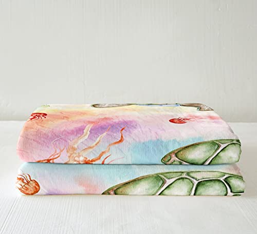 Girls Jellyfish Blanket Kawaii Sea Turtle Throw Blanket For Bed, Geometric Spiral Fleece Blanket Throw Size Rainbow Galaxy Sherpa Blanket, Ocean Sealife Fuzzy Blanket Bohemian Tie Dyed Home Decor #TOP2