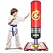 Dripex Sacco da Boxe per Bambini, Sacco da Boxe da Terra Professionale Altezza in Piedi 120 cm Base in Acciaio Resistente con Potenti Ventose, Attrezzature per L'allenamento della Boxe, Rosso