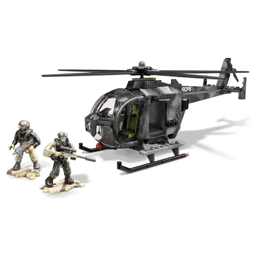 MEGA Call Of Duty Toy Vehicle Buiding Set, Special Ops Copter Camo Helicopter With Opening Cockpit, 2 Poseable Micro Action Figures and Accessories