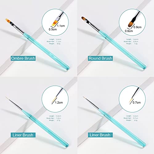 Set de pinceles para uñas acrílicas, 5 piezas multicolor miniatura 4