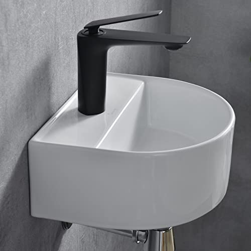 Davivy 12.4" X 11'' U-Shaped Wall Mount Bathroom Sink With Pop Up Drain And Installation Kit,Corner Bathroom Sink,White Vessel Sink,Small Bathroom Sink,Bowl Sinks For Bathrooms(Not Included Faucet) #TOP5