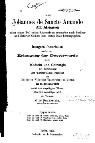 Über Johannes de sancto Amando