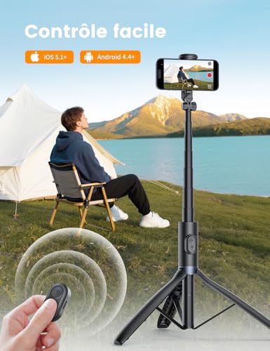 ANXRE 172cm Trepied Smartphone avec Lumiere, NT99 Perche a Selfie – vue 7