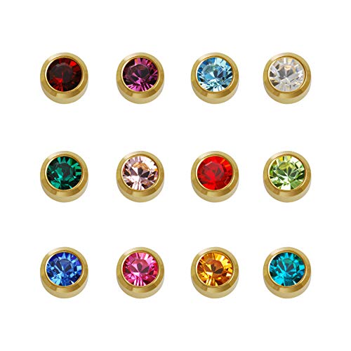 Image of Caflon Blu 24 Carat Gold Plated Mixed Assorted Birthstone Studs