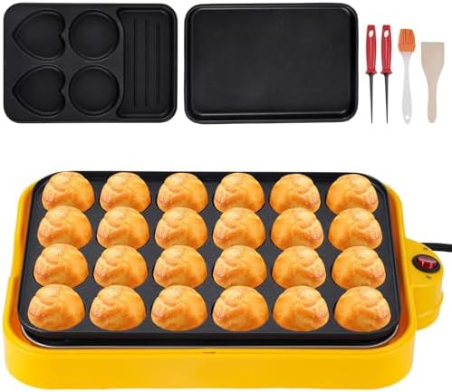 24 Holes Takoyaki Maker, 800W Electric Takoyaki Bread With 3