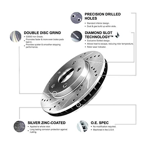 Image of R1 Concepts Front and Rear Brake Kit Fits 2014-2015 Lexus IS250| Ceramic Brake Pads and Drilled Slotted Brake Rotors| 11.7 inch Front & 11.5 inch Rear