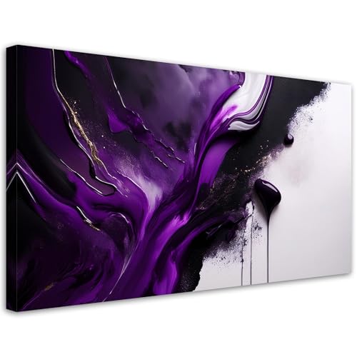 Feeby - Tableaux - Deco Tableau Murale - Abstraction violette - 120x60 1partie - Pour la Chambre et...