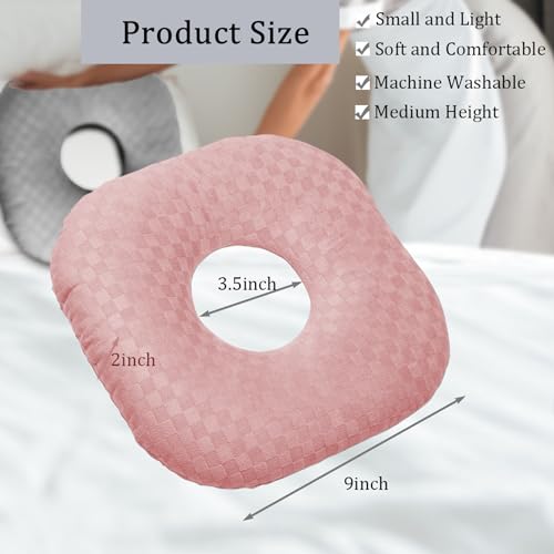Image of Ear Piercing Pillow for Side Sleepers, Pillow with an Ear Hole for CNH and Ear Pain Ear Inflammation Pressure Sores, O-Shaped Side Sleeping Pillow, Ear Guard Pillow (Light Pink)