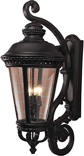 Feiss OL1905BK Castle Outdoor Patio Lighting Wall Lantern, Black, 4-Light (15"W x 37"H) 240watts