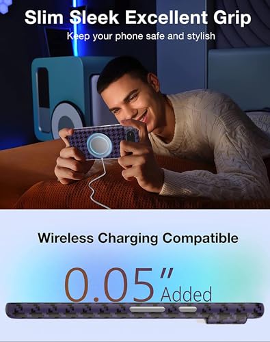 Funda para Pixel 8 con cuadros morados compatible con MagSafe 4