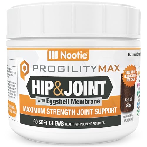 Image of Progility Maximum Strength Hip & Joint Supplement for Large Dogs - Daily Mobility & Joint Support with Eggshell Membrane, Glucosamine, Chondroitin, & MSM, Soft Chews (60 Count)