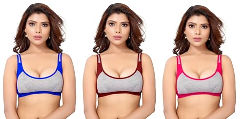 Rich Enterprise Women’s Cotton Blend Pack Of 3 Full Comfortable Non-Padded Chami Bra For Rs. 349 @ 70 %