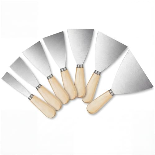 7 Stk Flächenspachtel Set Trockenbau Spachtelset für Trockenbauwände Scraper Spachtel Werkzeug Sets Metall Malerspachtel Set für Strukturpaste Verspachteln Abkratzen Tapetenschaber 1 5/2/2 5/3/4/5