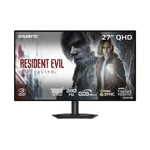 GIGABYTE - MO27Q28GR - 27" W-OLED Gaming Monitor - QHD 2560x1440-280Hz - 0.03ms GTG - AMD FreeSync Premium Pro, G-SYNC Compatible - Type-C KVM - HDMI, DP, Type-C - Height and Tilt Adjustable - Black