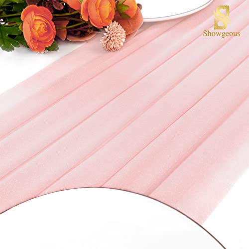 10 Pack 10Ft Blush Pink Chiffon Table Runner 28X120 Inches Sheer Wedding Table Runner Romantic Rustic Table Runner For Wedding Bridal Baby Shower Birthday Party Cake Table Decorations #TOP6