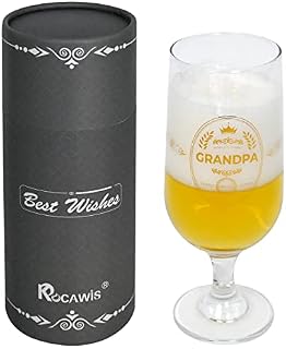 KOCAWIS Gift for Grandpa Beer Ale Glass Tulip 400ml Worlds Finest Grandpa Soft Drink Glassware Birthday Gift Christmas Gift for Grandpa