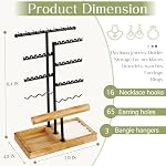 Earring Holder Jewelry Stand, 3 Tier Jewelry Organizer with Ring Holder Tray for Necklace Earring Keychains Bracelet Rings Display Jewelry Tree Stand (Carbonized Brown) - Image 3