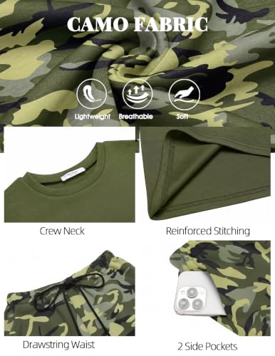 Image of Arshiner Boys Drop Shoulder T-Shirt & Drawstring Waist Shorts Summer Casual Outfits (5-12 Years)