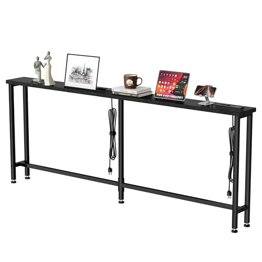 GRLEAF 70" Sofa Table with Power Strip
