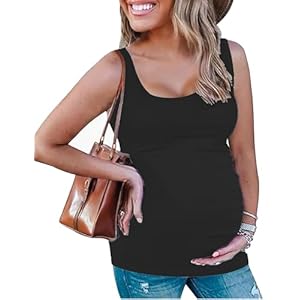 Peauty “Long Enough to Cover Hip Maternity Side Ruch Tank Tops/Basic Maternity Tops for Summer Casual Wear (S-3XL)