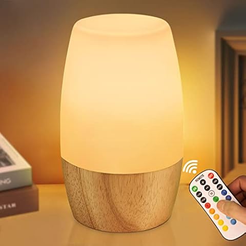 Night Light for Kids, Danolt Wooden LED Baby Night Light with 2Pcs Remote, 16 Colors Changing, Brightness Adjustment, Silicone Breastfeeding Nursery Night Lamp for Kids Room Bedrooms, UK Plug Cover