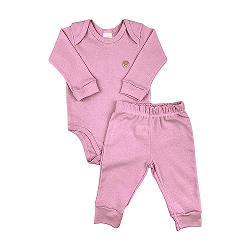 Kit 3 peças - 2 Macacões Bebê Zíper e 1 Conjunto Bebê Malha Canelada Menina (P)
