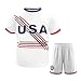 USA Kids Soccer Jersey Kit American Boys Girls Youth Soccer Shirt Shorts Set Team Sports Training Uniform White M