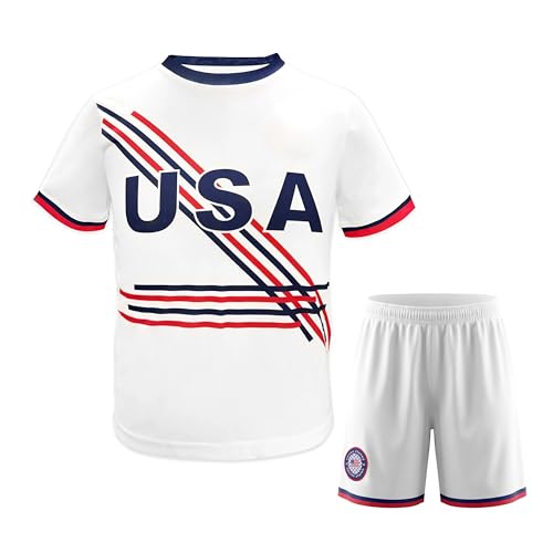 Image of USA United States Kids Boys Youth Sports Soccer Football Kit Jersey Shirt Shorts Set