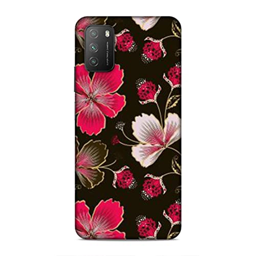 Image of Printed Mobile Back Hard Case Cover for Xiaomi Poco M3 | Flowers, Floral, Pink Flowers, Leaves-2198