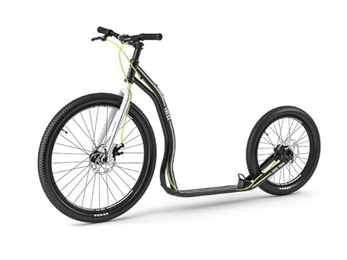 Yedoo Trexx Disc Tretroller - bis 150 kg, mit Luftreifen 26/20 - Offroad Scooter f&uuml;r Erwachsene, Dogscooter aus Aluminiumlegierung mit Scheibenbremsen und verstellbarem Lenker, Gewicht 9,1 kg schwarz
