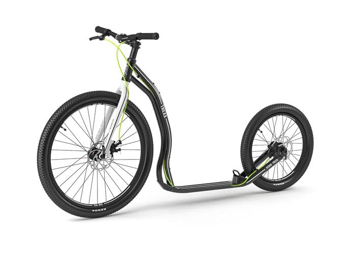 Yedoo Trexx Disc Tretroller - bis 150 kg, mit Luftreifen 26/20 - Offroad Scooter für Erwachsene, Dogscooter aus Aluminiumlegierung mit Scheibenbremsen und verstellbarem Lenker, Gewicht 9,1 kg schwarz