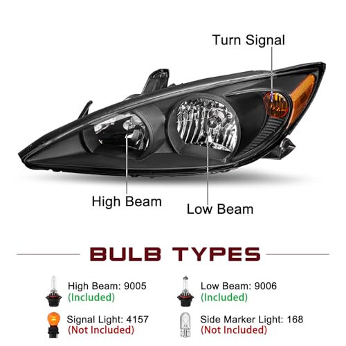 Image of JSBOYAT Headlight Assembly Fits for 2002 2003 2004 Toyota Camry SE /LE /XLE