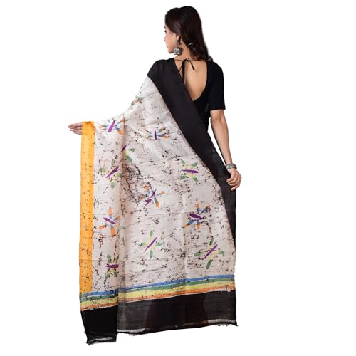 3stones black pure silk saree in pure silk – image 3