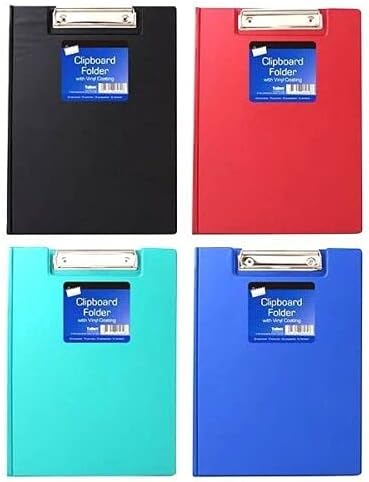 Vinyl Clipboard Folder Assorted Colour Office Document Holder Cover File Wallet Metal Clip Board Home School