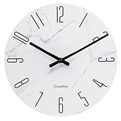 Wall Clock Large 16 Inch Marble White Glass Modern Wall Clocks Battery Operated Silent Non Ticking photo Wall Clock Large 16 Inch Marble White Glass Modern Wall Clocks Battery Operated Silent Non Ticking