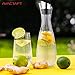 AVACRAFT Glass Carafe, Strong 3mm Thick, Hot and Cold Water Glass Pitcher with Lid and Spout, Water Pitcher, Ice Tea Pitcher With Lid, Stylish Hand Crafted, Juice Jar, 40 Oz