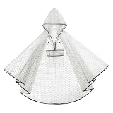 Damen Regenmantel Eva Transparent Leichte Kapuzenjacke für Wandern Reisen Camping Schwarz Klar (Schwarz)