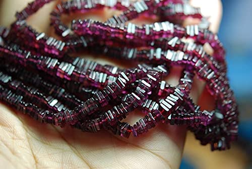 Garnet heishi cut square beads pour réparer et concevoir des colliers durables