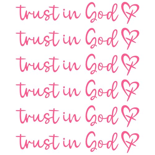 Image of Gosknor 6pcs Trust in God Rearview Mirror Stickers, Cute Heart Vinyl Car Mirror Decals Inspirational Rear View & Car Window Stickers for Women Auto Vanity Decoration Accessories (Pink)