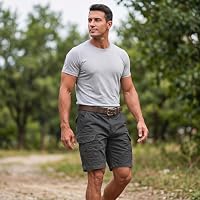 Youkly Cargo Shorts Herren Sommer Cargohose Herren Kurz (S, Dunkelgrau) – Ansicht 2
