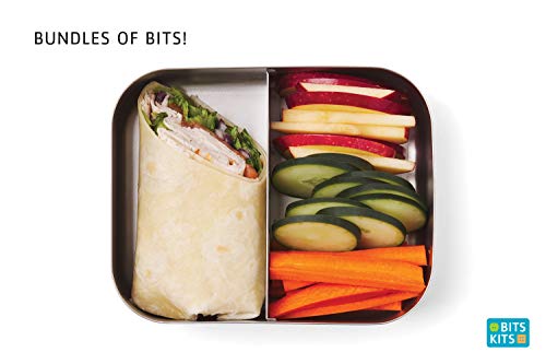 Image of Bits Kits 20801 Stainless Steel 2 Partitions Kids' Bento Box Lunch Snack Container, Metallic