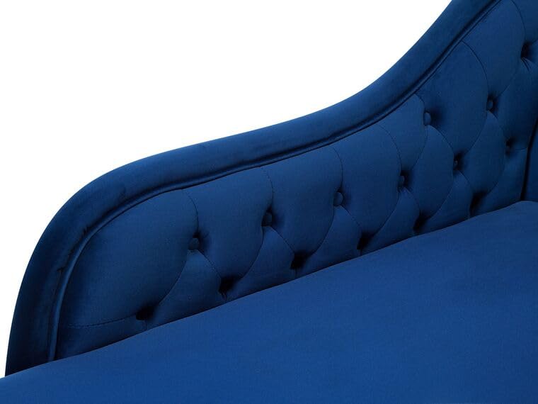 Image of Velvet Modern Chesterfield Chaise Lounge Couch 166 X 63 X 76 for Your Loving Space (Blue, Right Arm)